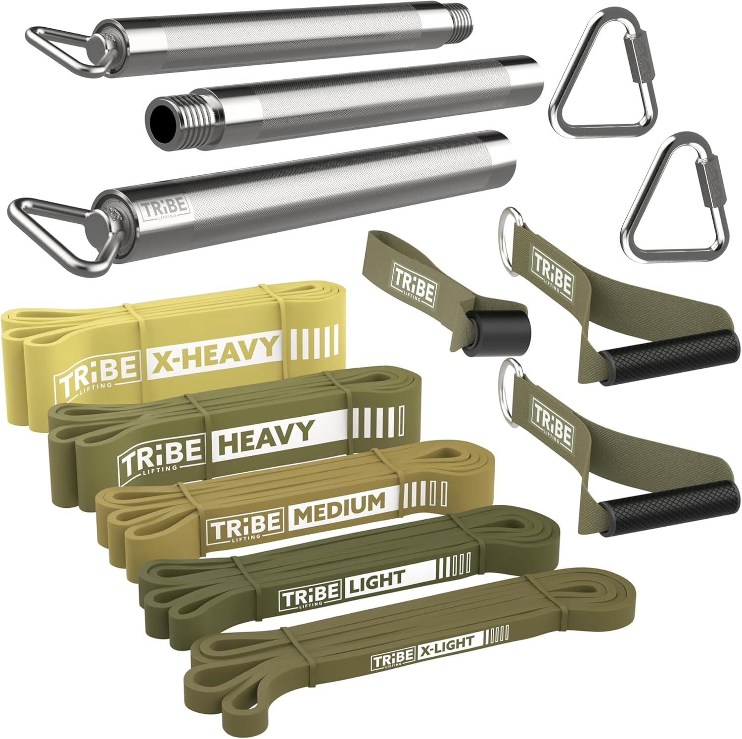 Long Resistance Bands for Working Out Men and Women - Set of 5 Pull-Up Bands, Rubber Handles and Door Anchor - Workout Bands Resistance for Men - Exercise Bands Resistance Bands Set - Green image number 5