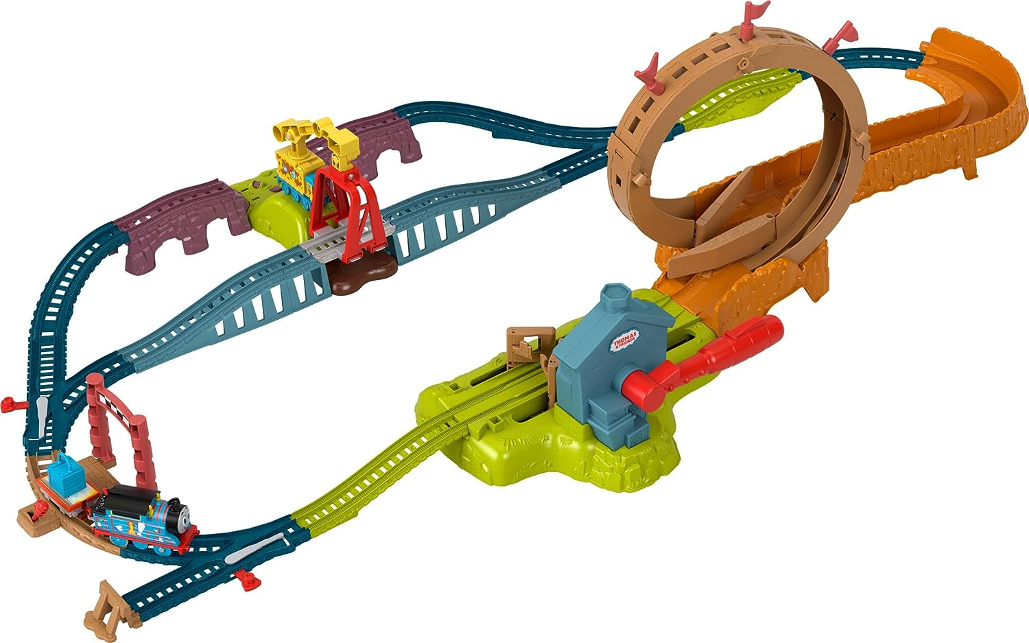 Fisher-Price Thomas and Friends Train Set with Loop the Loop Action, Thomas Motorized Toy Train, Carly the Crane, Maintenance Yard image number 4