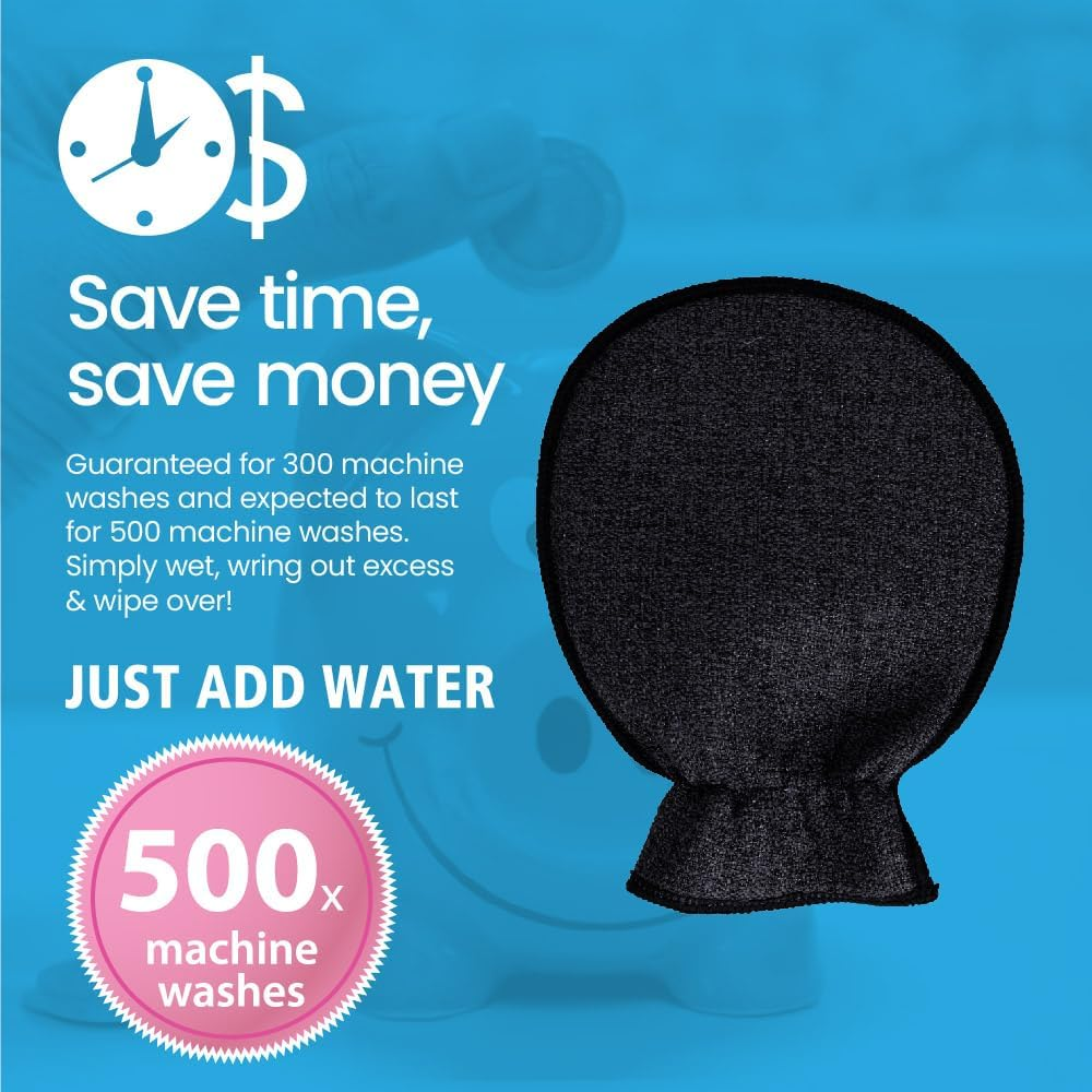 White Magic Eco Cloth Bathroom Cleaning Glove, Midnight - Dual-Sided Scrubbing & Polishing, Chemical-Free Streak-Free Clean, Made with Recycled Plastic, Machine Washable, 26X20.5Cm image number 2