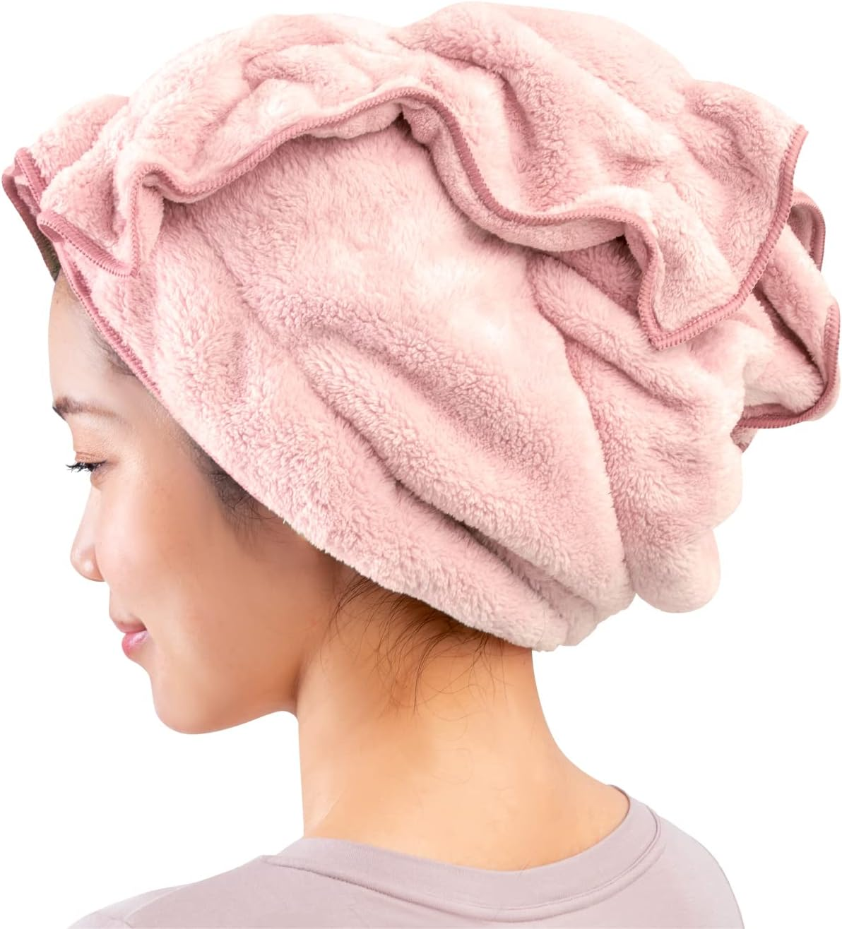 Alphax FUWAP Microfiber Moisture Absorbent Quick Dry Long Hair Drying Towel, Pink