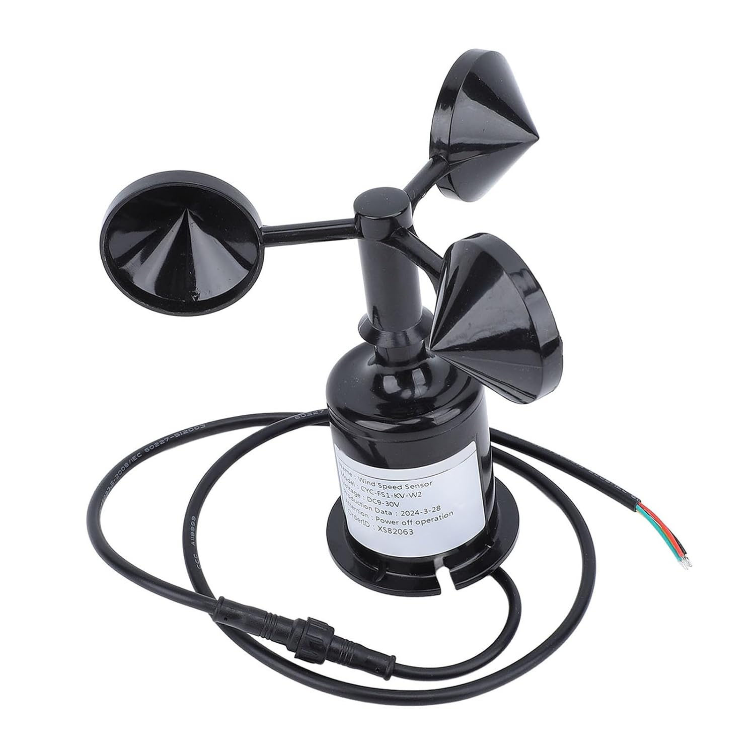 Cryfokt Wind Speed Sensor Anemometer for Industry, Premium Material Wind Speed Monitoring Sensor for Meteorology Advertising Gates, ABS Material image number 3