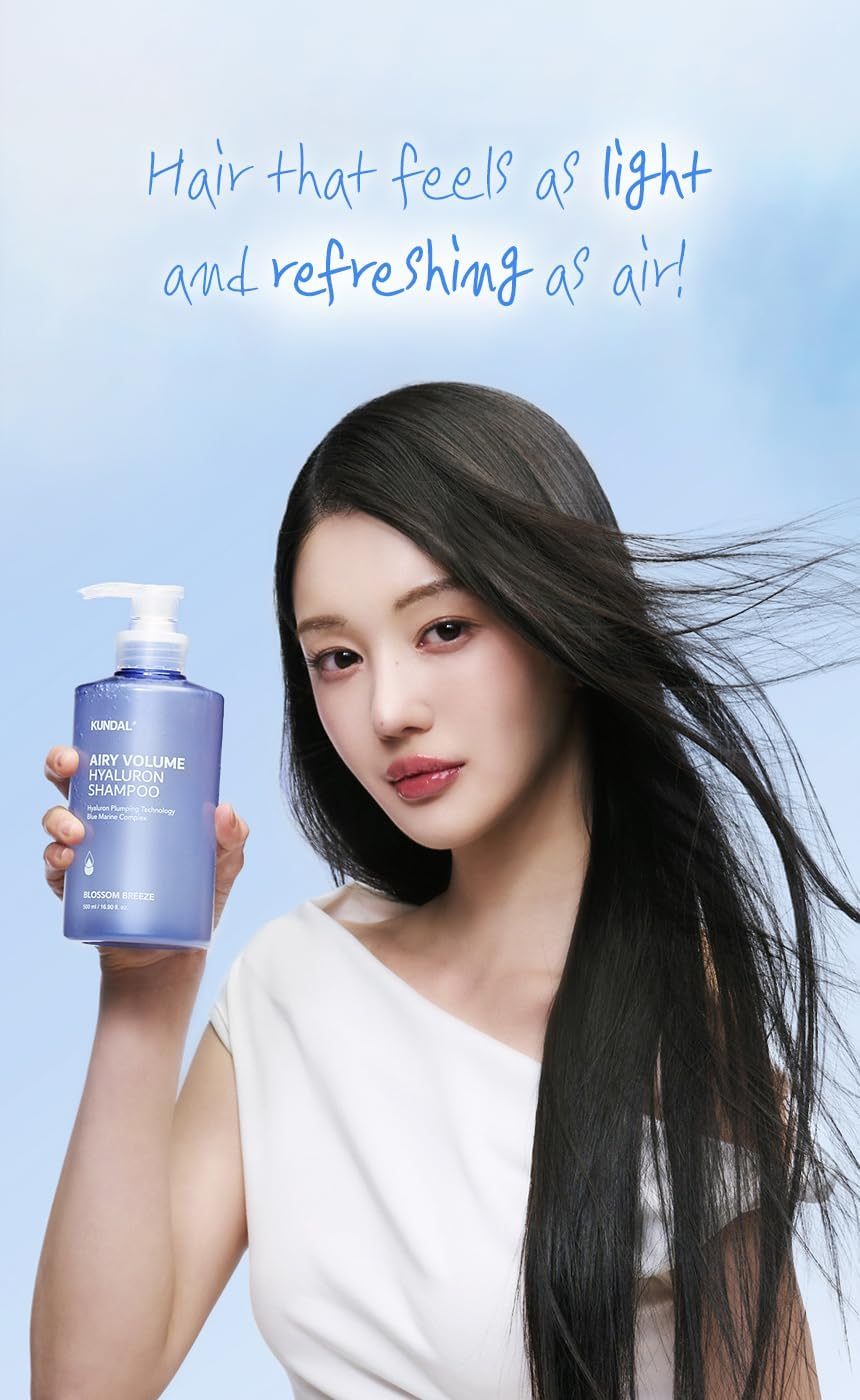 KUNDAL Hyaluronairy Volume Shampoo and Conditioner [Blossom Breeze] Set Korean Hair Care, K-Beauty, for All Hair Types, for Volume Hair Care, for Men and Women 500Ml (Pack of 2) image number 6