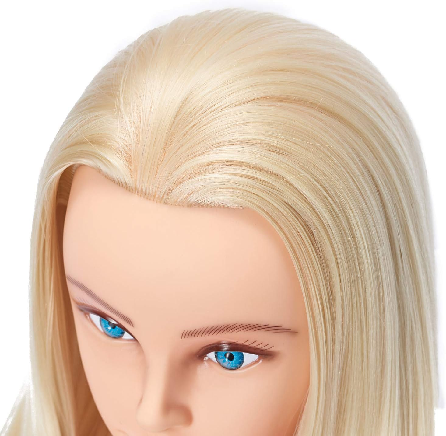 Hairlink 26-28'' Mannequin Head Synthetic Fiber Hair Styling Training Head Dolls for Cosmetology Manikin Maniquins Practice Head with Stand (6611W61320) image number 3