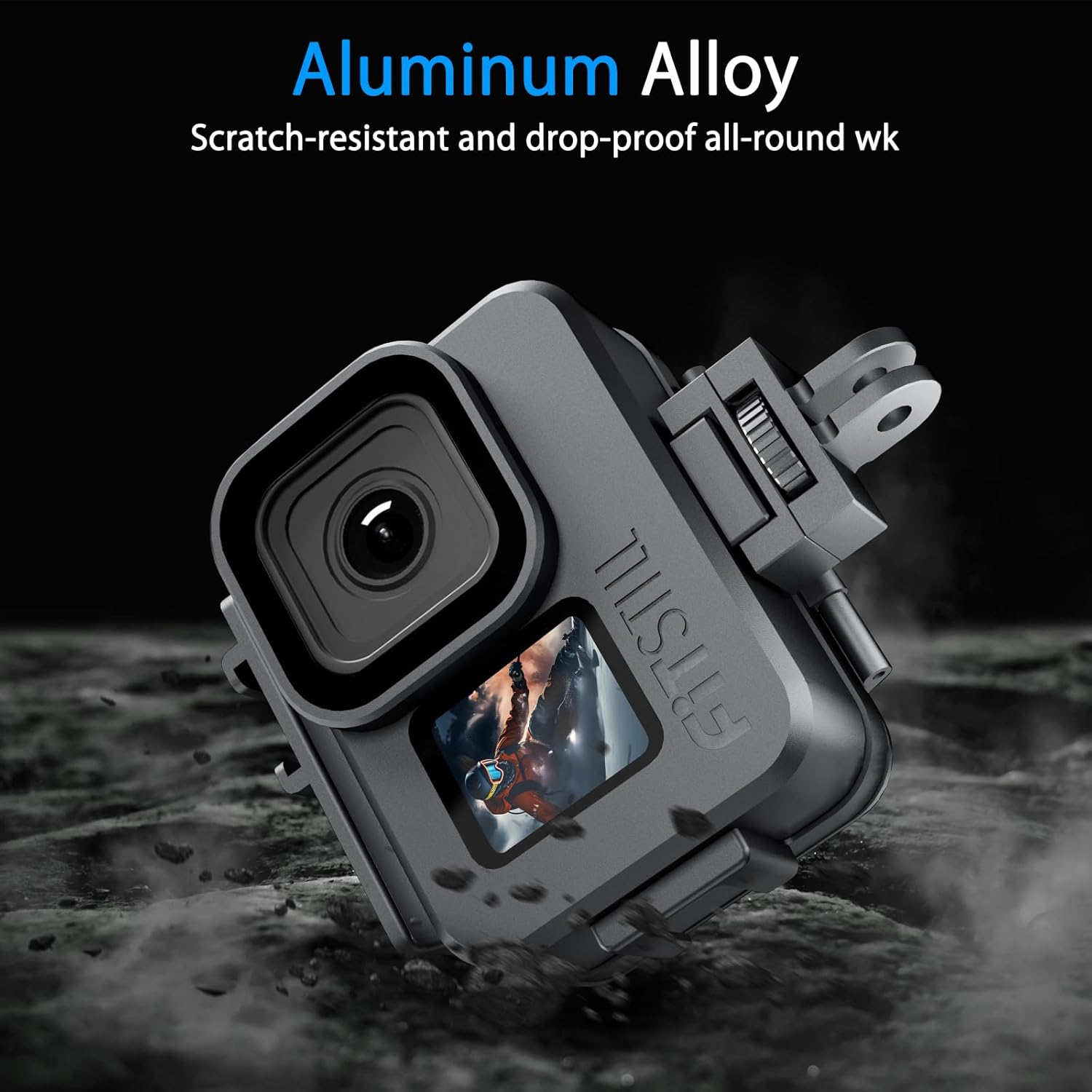 Fitstill 263FT/80M Aluminum Alloy Protective Underwater Waterproof Case for Go Pro Hero 13 Hero 12 Hero 11 Hero 10 Hero 9 Black,2 Cold Shoe Bracket for Hero13/12/11/10/9 Black Action Camera Accessory image number 2