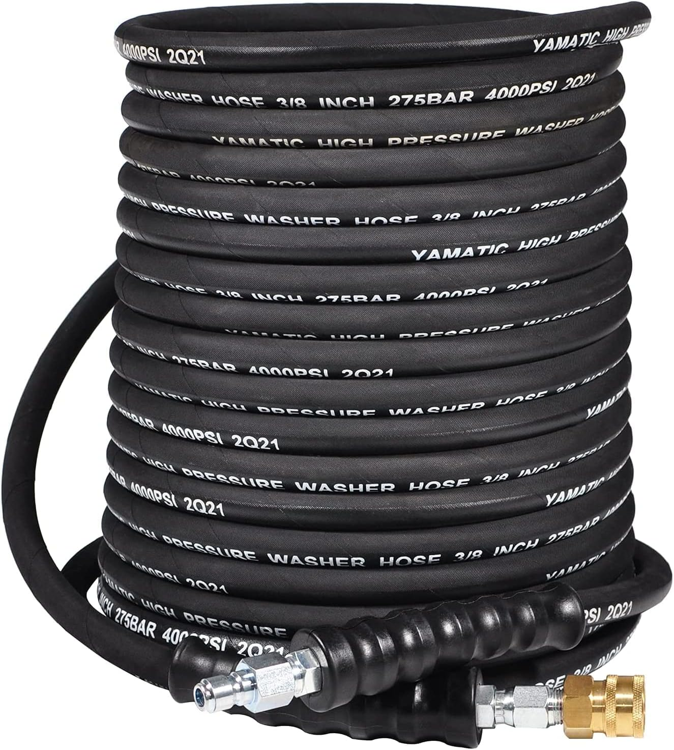 YAMATIC 3/8" Pressure Washer Hose 4000 PSI 100FT Hot Water Power Washer Hose Max 212&deg;F with Swivel Quick Connect, Commercial Grade Steel Wire Braided & Synthetic Rubber Jacket, Kink Resistant image number 3