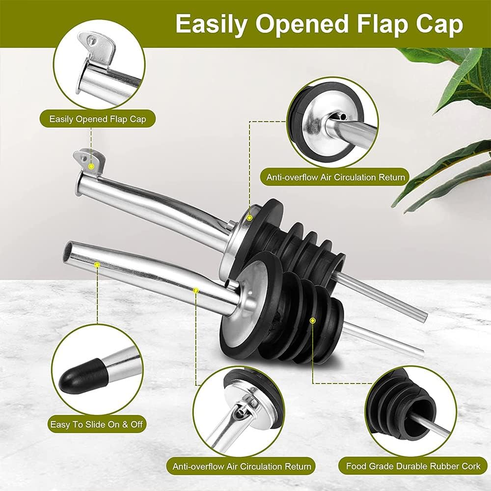 17Oz Glass Olive Oil Dispenser Bottle Set, 500Ml Clear Oil & Vinegar Cruet Bottle with Pourers, Funnel and Labels, Olive Oil Bottle for Kitchen & Storing Liquids (Green 2 Pack) - Green 2 Pack image number 3