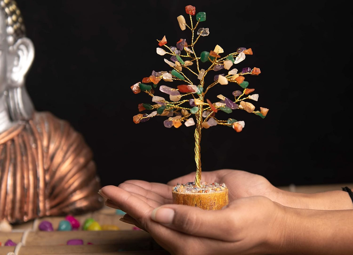 Crystal Tree for Home Decorations Crystals and Healing Stones Witchy Room Crystal Decor Tree Crystal Gifts Gem Tree Christmas Tree Stands for Real Tree (Multi Crystal Tree) - 7 Chakra image number 7