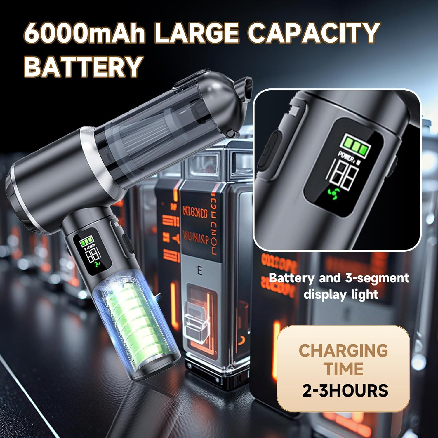 Car Vacuum Cleaner Cordless,23000Pa High Power Mini Vacuum Cleaner,Rechargeable Handheld Vacuum Cleaner,Car Hoovers for Pet Hair, Home, Office, Kitchen image number 4