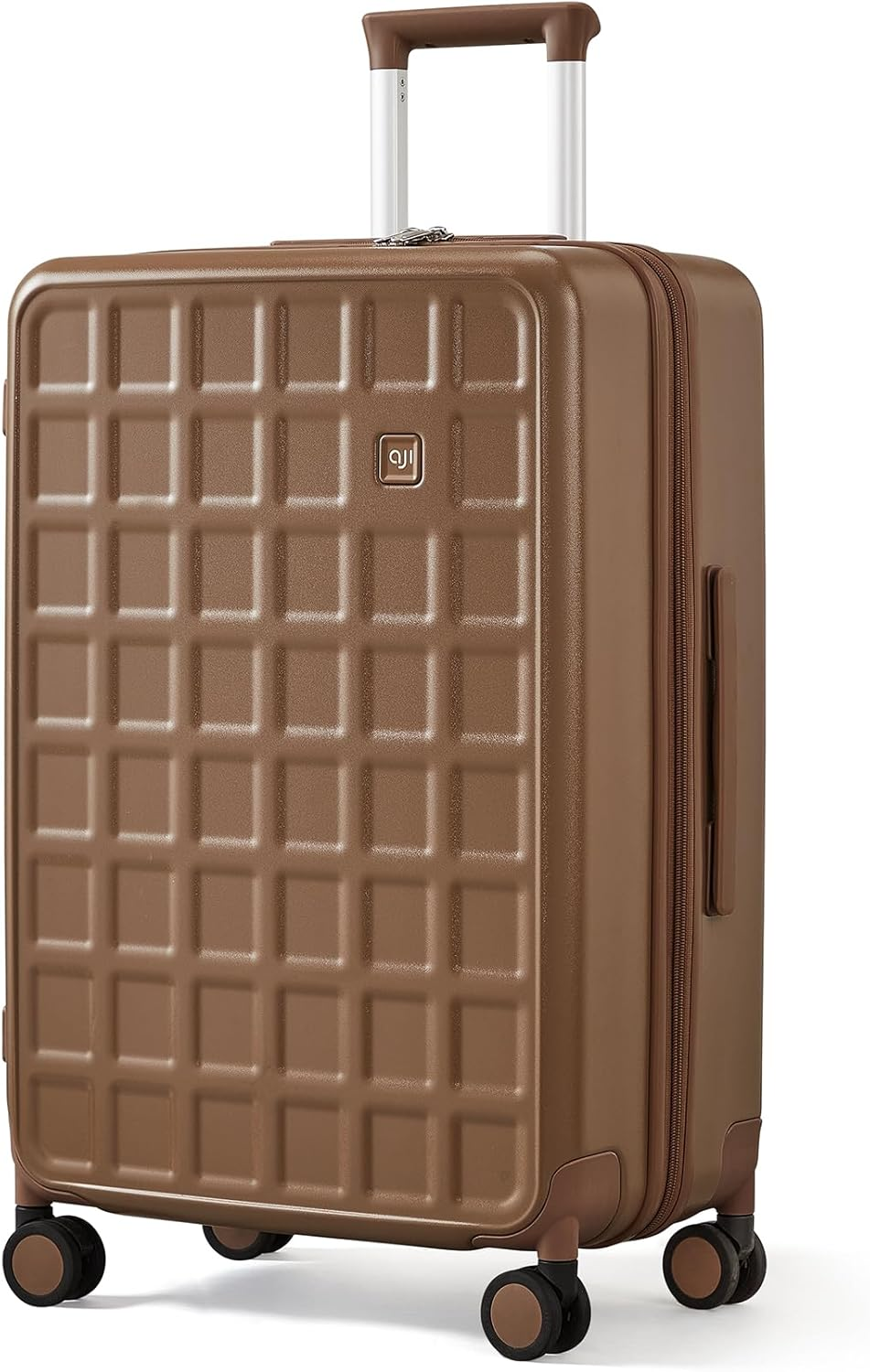 AJI Carry on Luggage 22X14X9 Airline Approved with 8 Spinner Wheels, 20 Inch Lightweight Luggage, 100% PC Hard Shell Travel Luggage Suitcases for Men Women (Chocolate Brown)