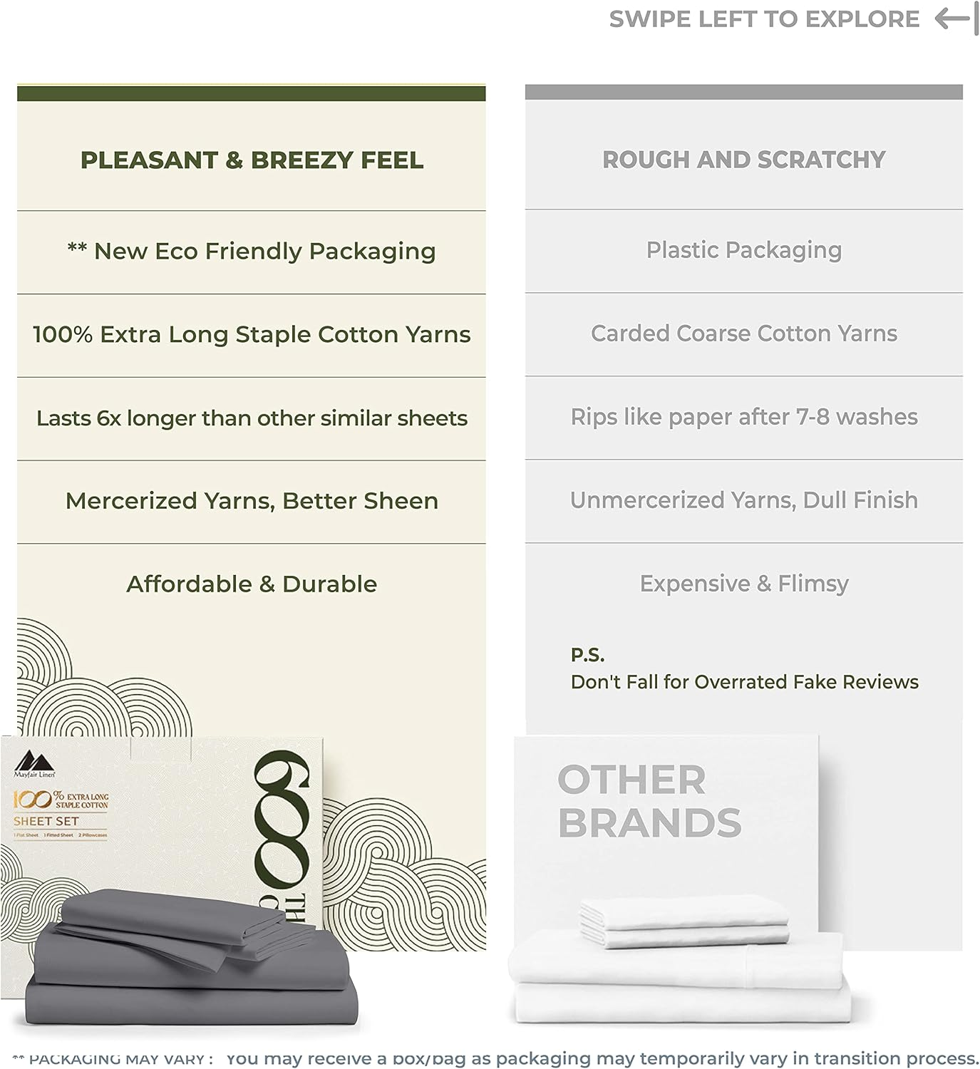 (Queen, Dark Grey) - Mayfair Linen Bedding Collection 600 Thread Count Bedspread 100% Egyptian Cotton Sheet Set Sateen Weave Deep Pocket Premium Quality Bedding Set Dark Grey Queen image number 3