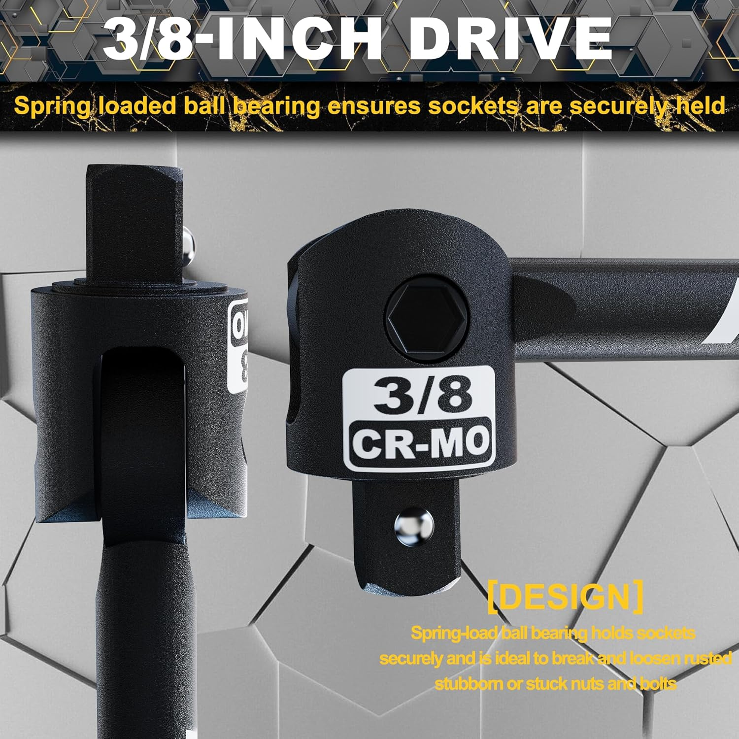 3/8" Drive 445 Mm Breaker Bar, Heavy Duty Head, Premium Chromium-Molybdenum Steel, Loosen Frozen, Rusted, Damaged Bolts and Nuts image number 6