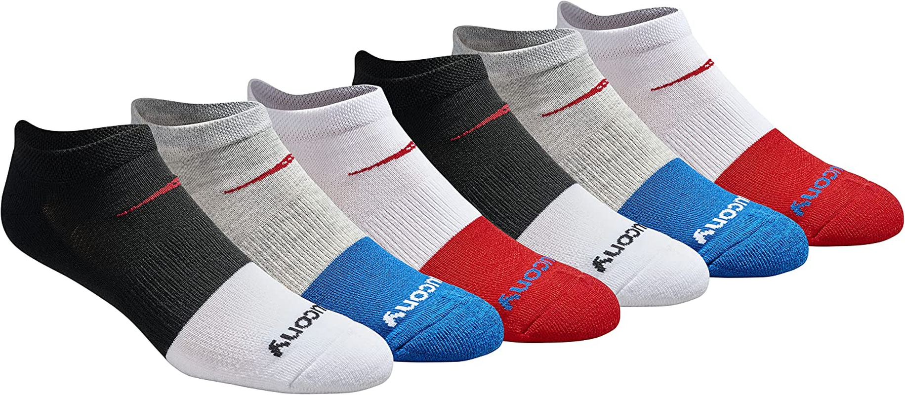 Saucony Men'S Multi-Pack Mesh Ventilating Comfort Fit Performance No-Show Socks