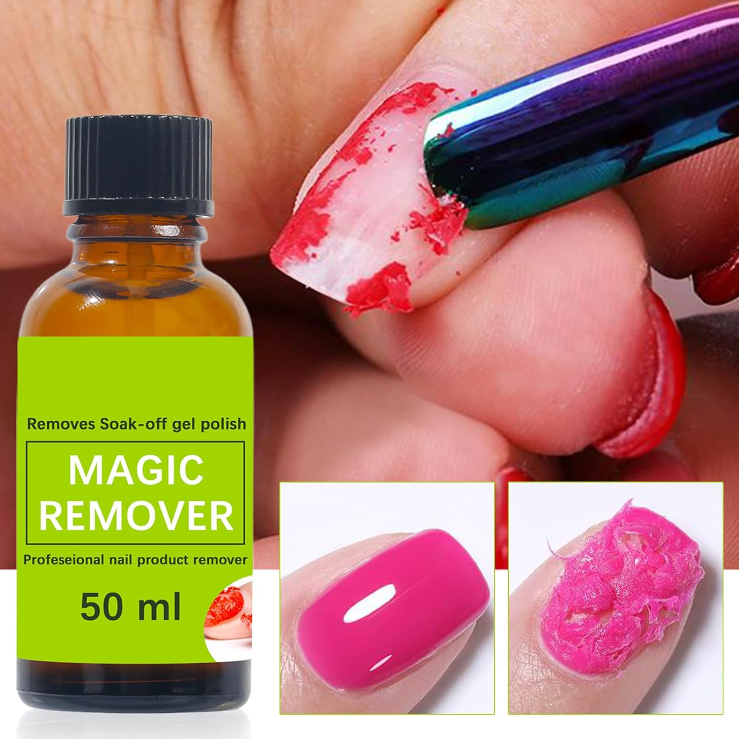 Qkbuza Acrylic Nails Remover,50Ml Soak off Gel Polish Remover - Natural Gentle Drop Supplies Removal for Home Women Girls Beginners image number 1