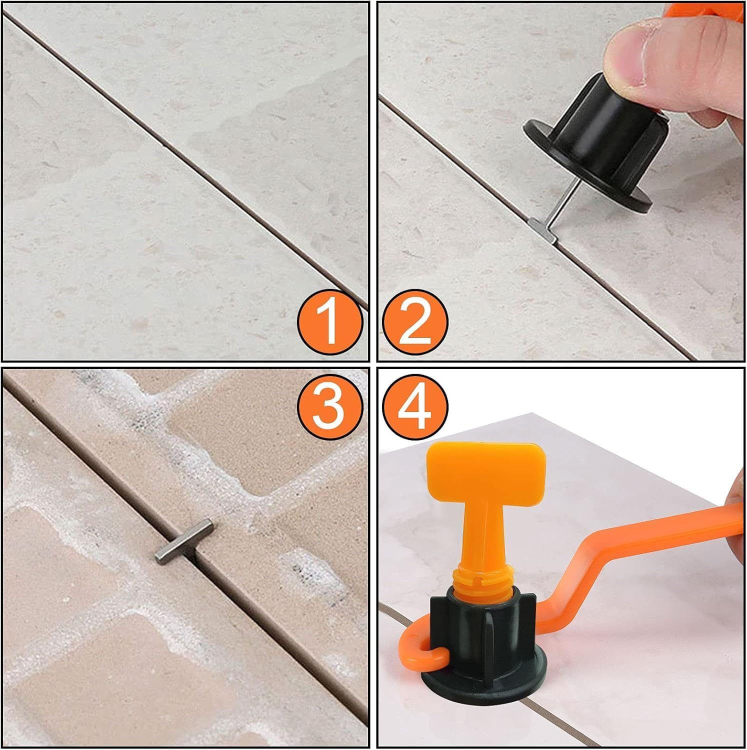 Walquicks 50Pcs Reusable Tile Leveler Spacers Kit with Special Wrench, Tile Leveling System for Floors and Walls - DIY Tiling Installation Tool for Building & Renovation