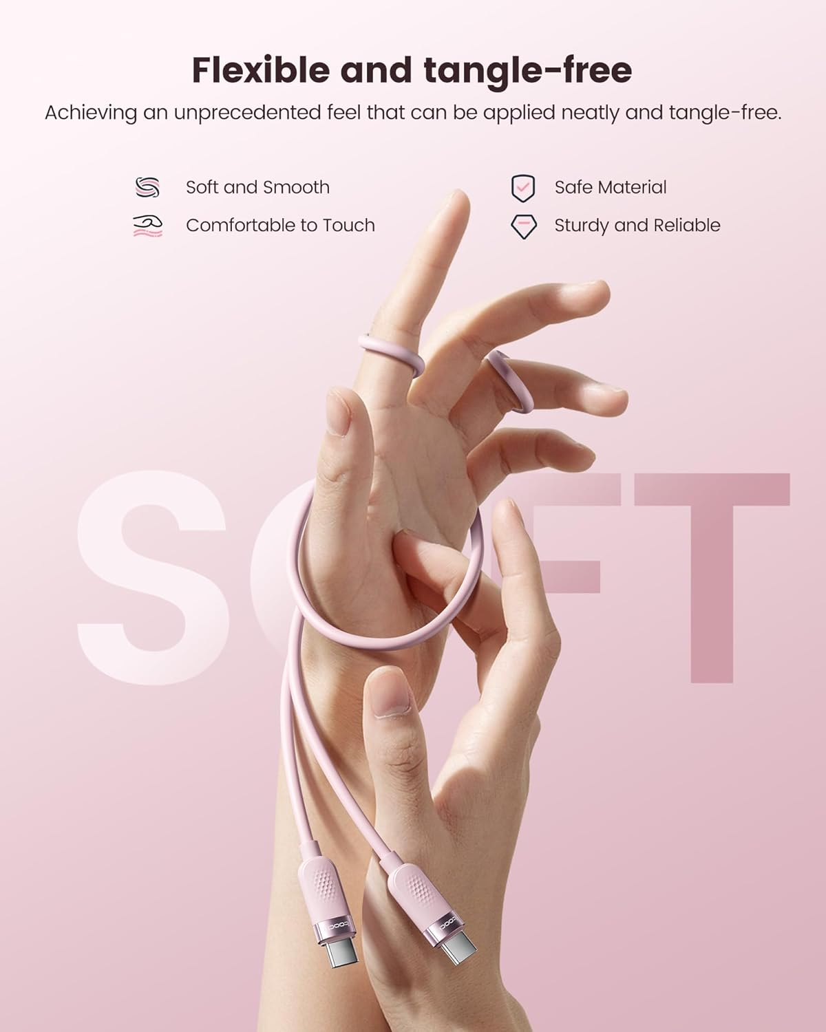 Toocki 3-Pack 2M USB-C to USB-C Cables 60W, Fast Charging Silicone Cords Compatible with Iphone 17 Pro Max/16, Ipad Pro, Samsung Galaxy S25/S24/S23, Switch, Macbook Air, Pixel (Multi-Color) image number 2