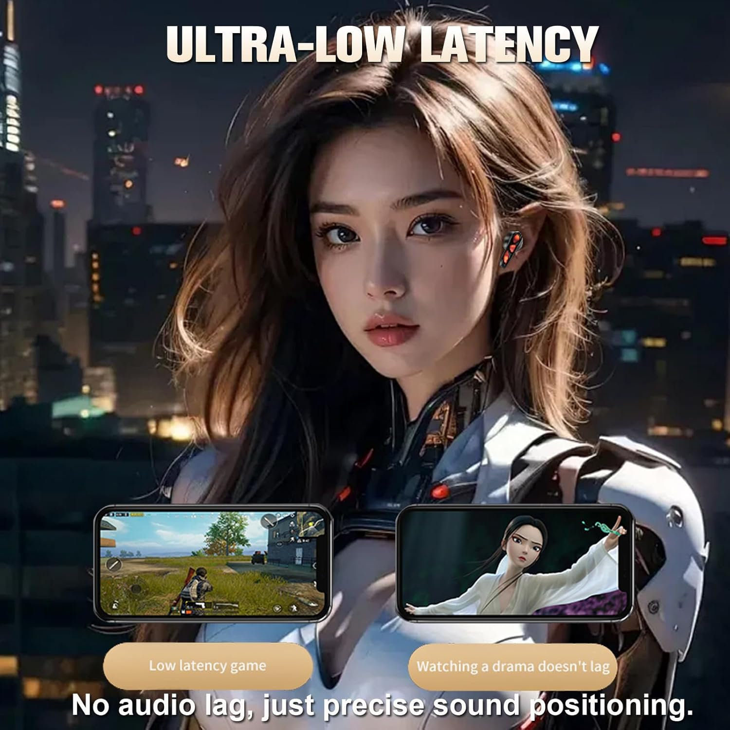 Wireless Bluetooth Gaming Earbuds with ENC Noise Cancelling Mic Low-Latency Inear Gaming Earphones Bluetooth 5.4 Soft in Ear Headphones 25H Battery Sports TWS Earbuds for Pc/Ps5/Xbox/Switch Games image number 3