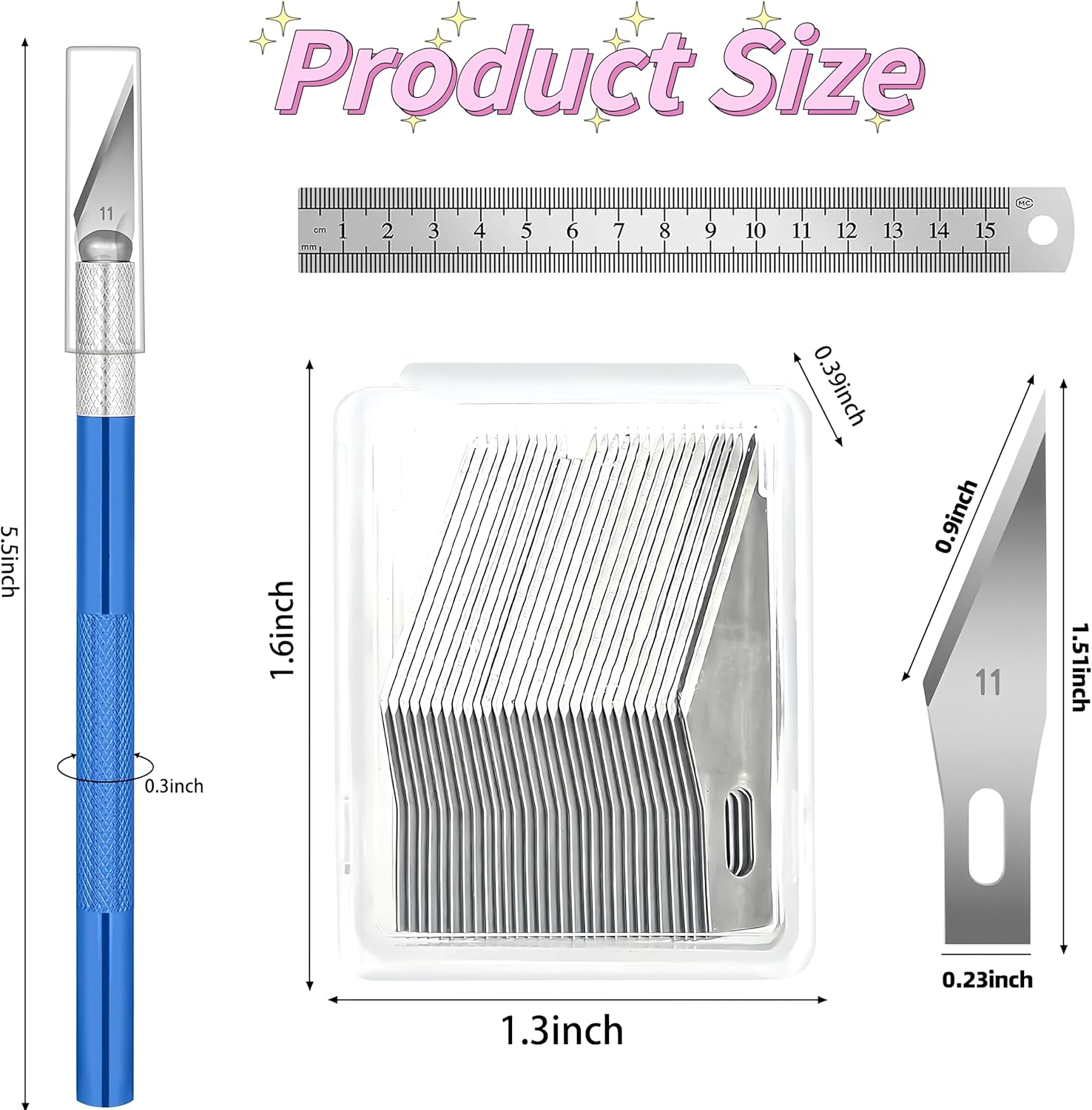 4 Pcs Exacto Knife Hobby Knife Precision Craft Knife.With 20 Stainless Steel Blade Kit Steel 15CM Ruler for Carving Art Scrapbooking Stencil Architecture Modeling Felt Wood Leather DIY Work Cutting