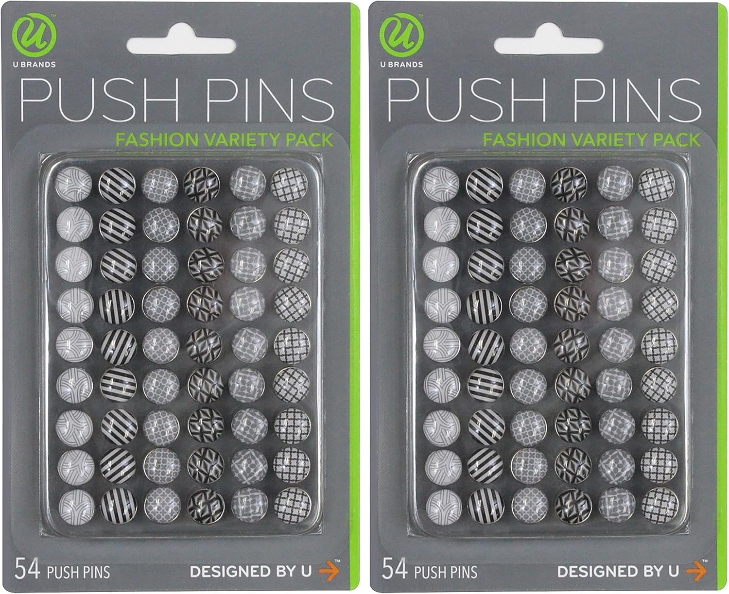U Brands Fashion Steel Push Pins, Black White and Gray Fashion Colors, 20-Count image number 2
