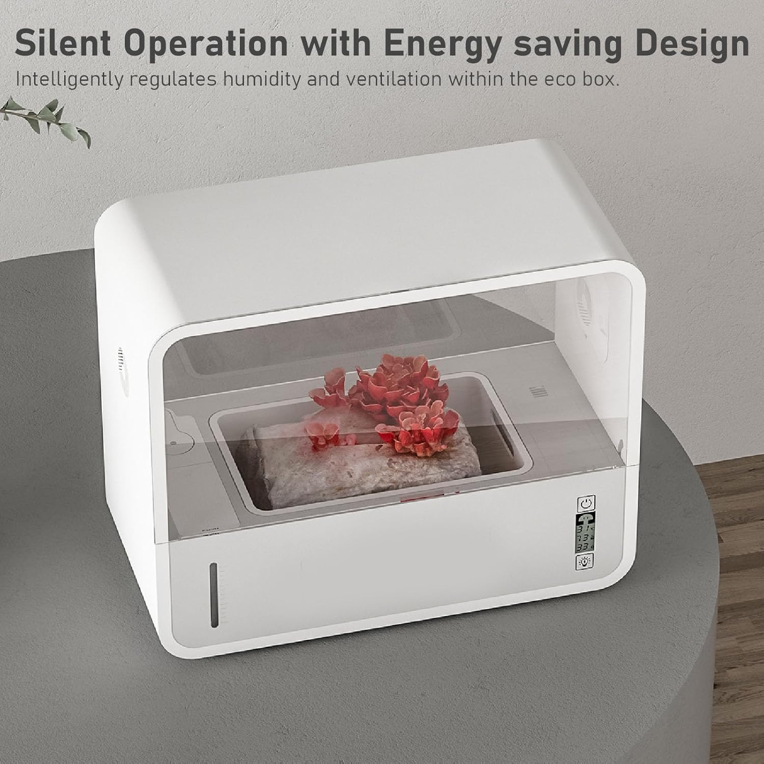 Mushroom Grow Tent, 14.6 X 7.1 X 11.6 X 6.9In Smart Soilless Still Air Box Transparent Viewing LED Lighting Mushroom Grow Box for Monitoring Humidity and Temperature image number 2