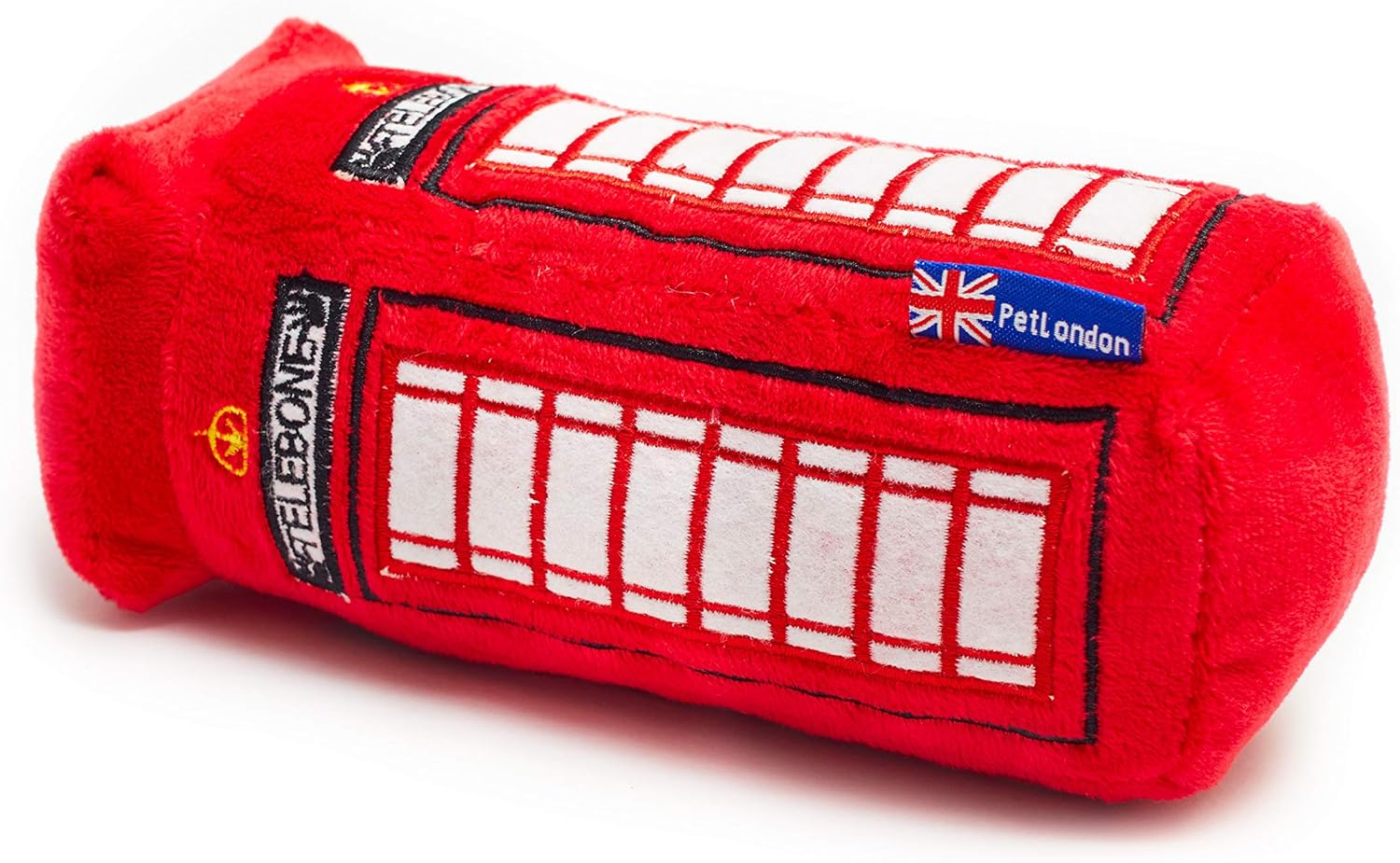 Petlondon British Red Telephone Box Plush Dog and Puppy Toy 6" with Squeaker, Cute Fun London Landmark Telebone UK Dog Interactive Toy image number 4