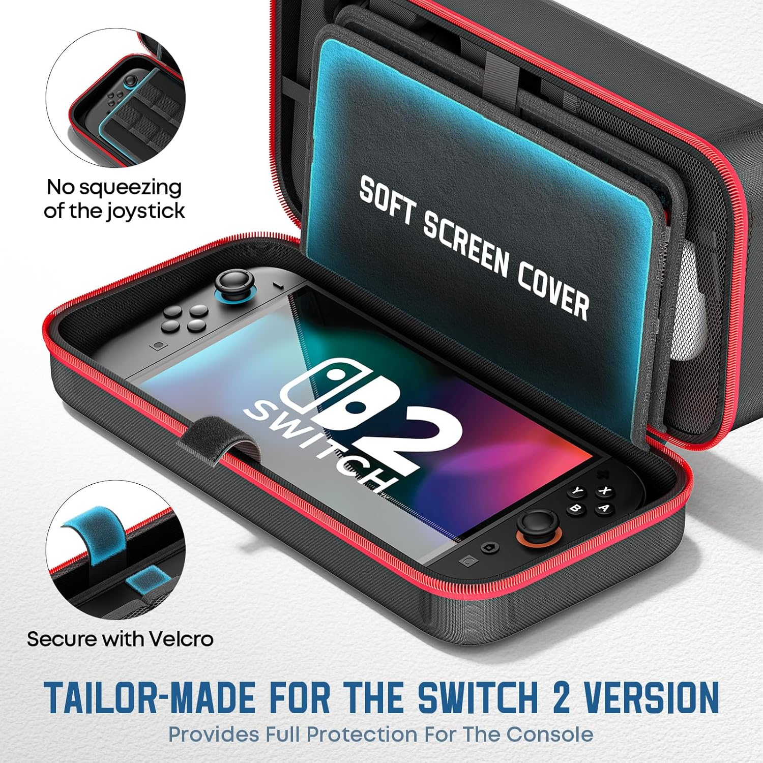 OIVO Switch 2 Carrying Case Compatible with 2025 Nintendo Switch 2, Portable Switch 2 Case Fit for Switch 2 Joycon & Adapter, Hard Shell Protective Travel Bag with 24 Game Slots, Red image number 1