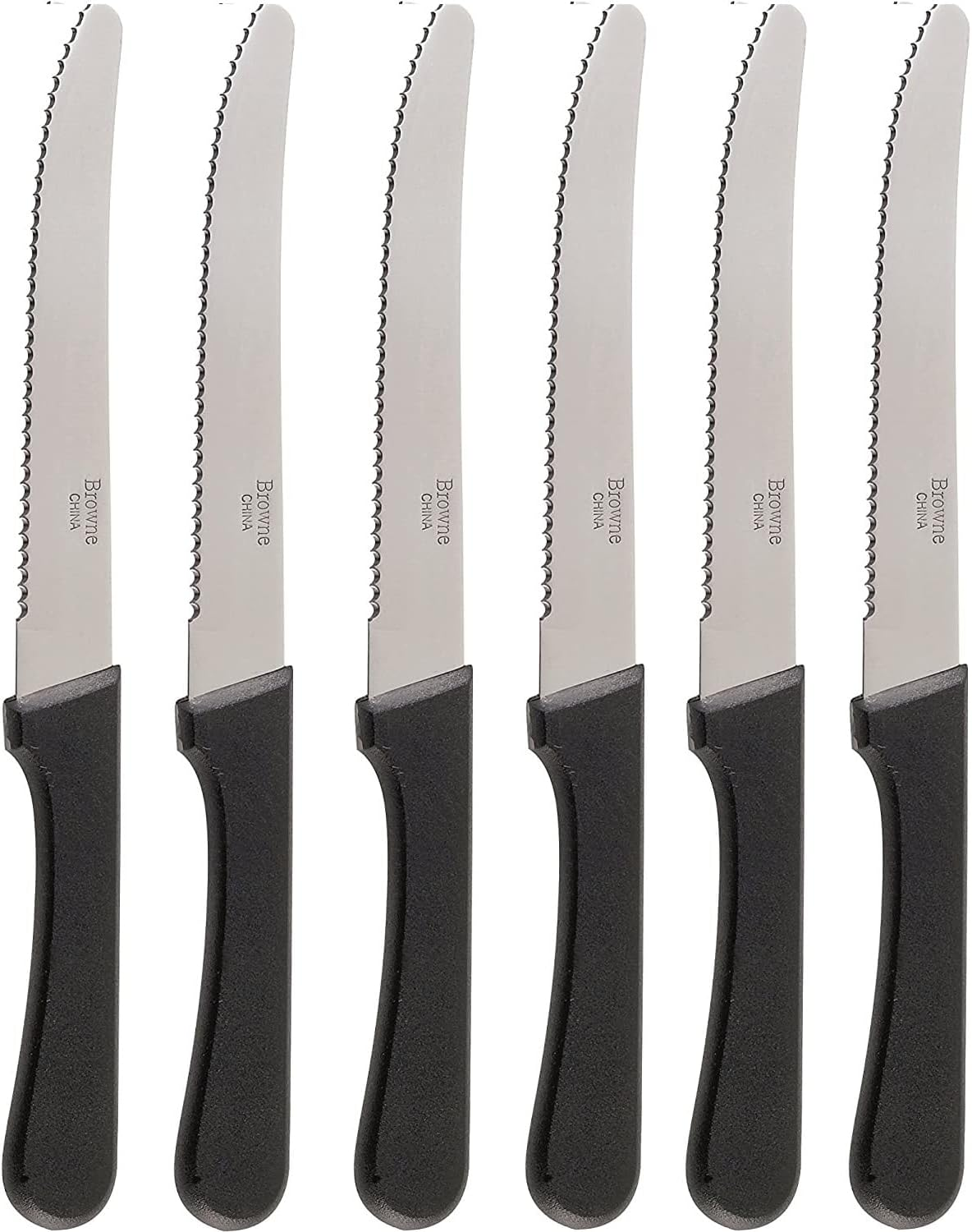 6Pcs Steak Knives Serrated Set, Restaurant Quality, Stainless Steel, 4.25-Inch, Rounded Tip, Set of 6 image number 6