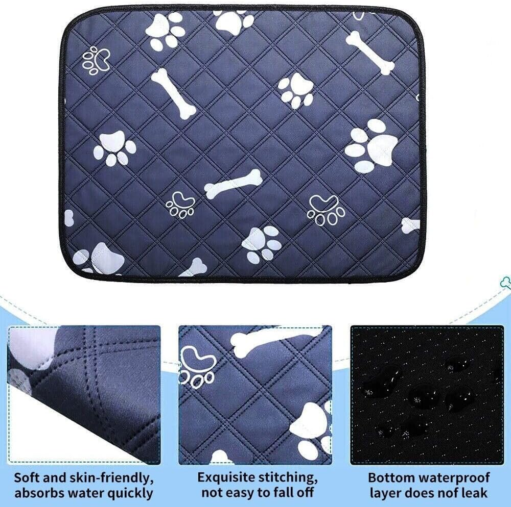 2-Pack 90 X 79Cm Super Absorbent Washable Pee Pad for Dogs, Leak-Proof, Non-Slip, Reusable Puppy Potty Training Pad for Couch, Crate, Bed, Blue-Bone image number 1