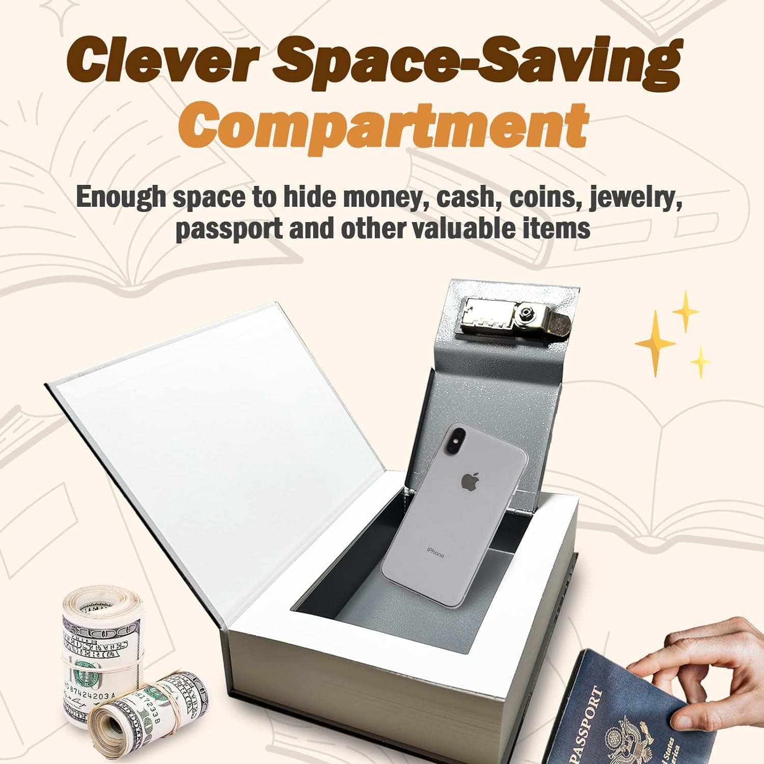 Genuine Paper Transfer Book Safe: Secret Hidden Safe, Combination Lock Included - Metal Safe Box and Protect Your Valuables inside an Authentic Paper Book, 8.7"&times;6"&times;1.8" (Paris) image number 1