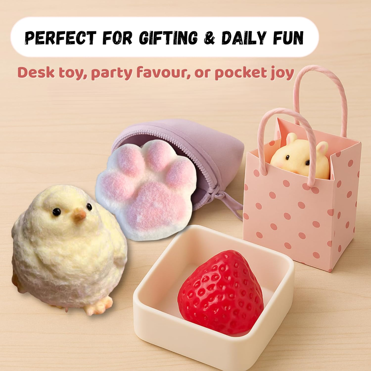 4 Pcs Taba & Fufu Squishy Fidget Toys, Fidget Party Favours, Super Soft Kawaii Stress Relief Toys, Reusable Sensory Fidget Gift for Adults and Kids image number 1