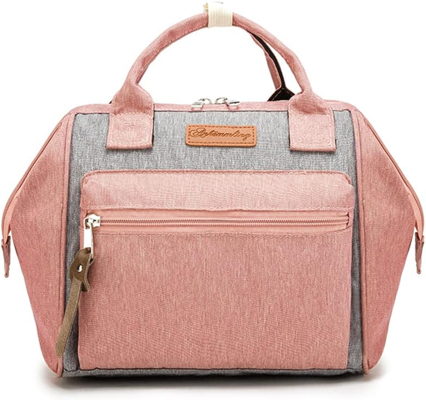 Multifunctional Diaper Bag Outdoor Travel Tote Baby Bag Handbag for Mom Water-Resistant Large Capacity with Carry Handle Insulated Pocket Pink