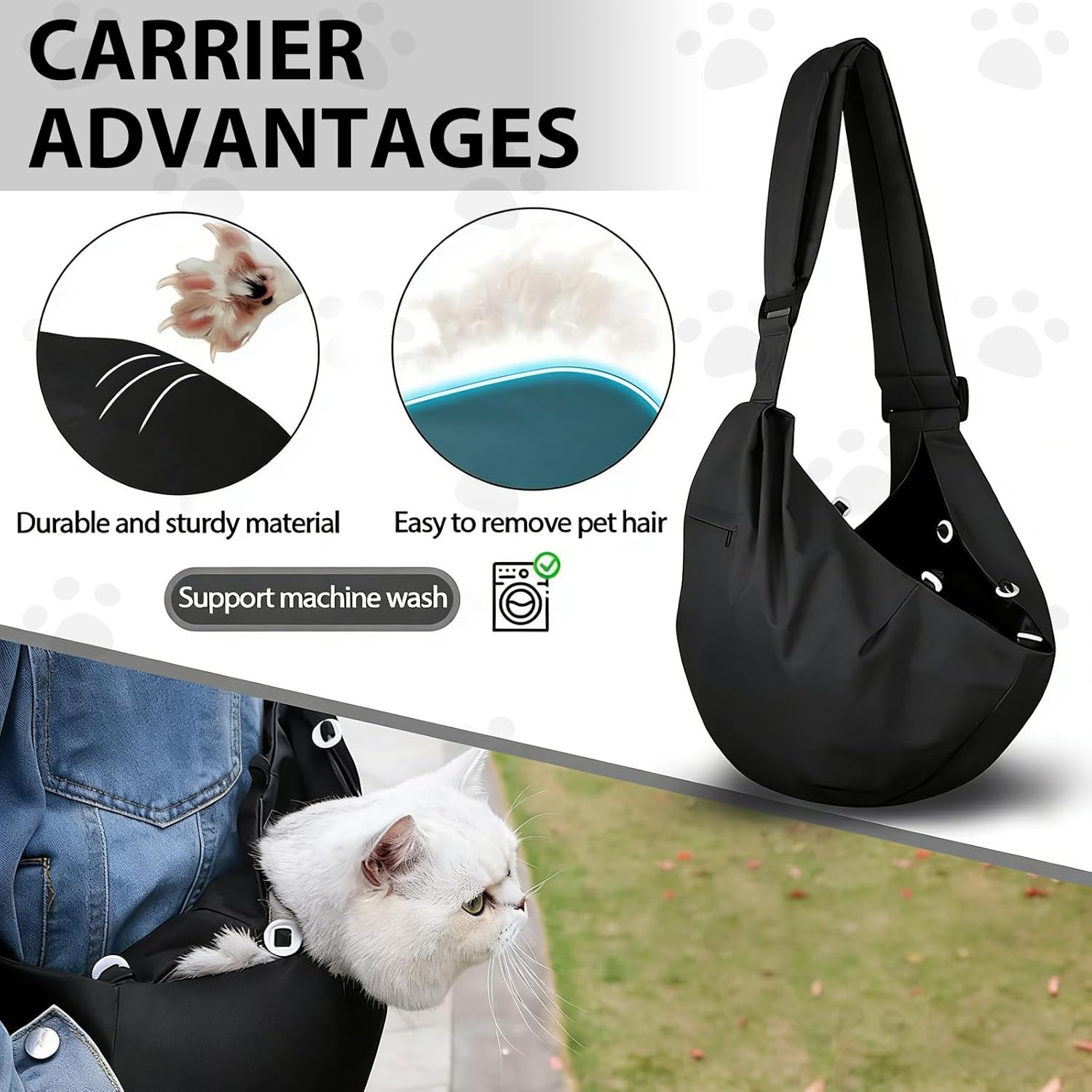 Puppy Sling Carrier for Small Dogs - Breathable Reversible Pet Sling with Storage Pocket, Hands-Free Dog Carrier for Travel/Shopping/Walking, Comfortable Cat & Puppy Sling image number 4