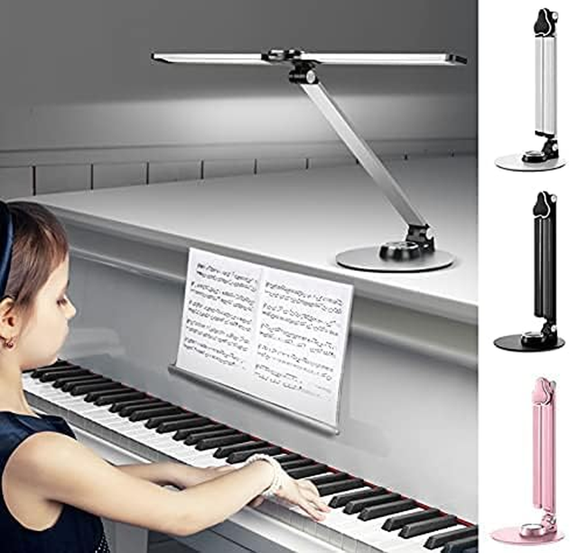 LED Piano Practice Light Foldable Adjustable Music Reading Desktop Desk Table Lamp USB Charing Port Stand Dimmable (Black)
