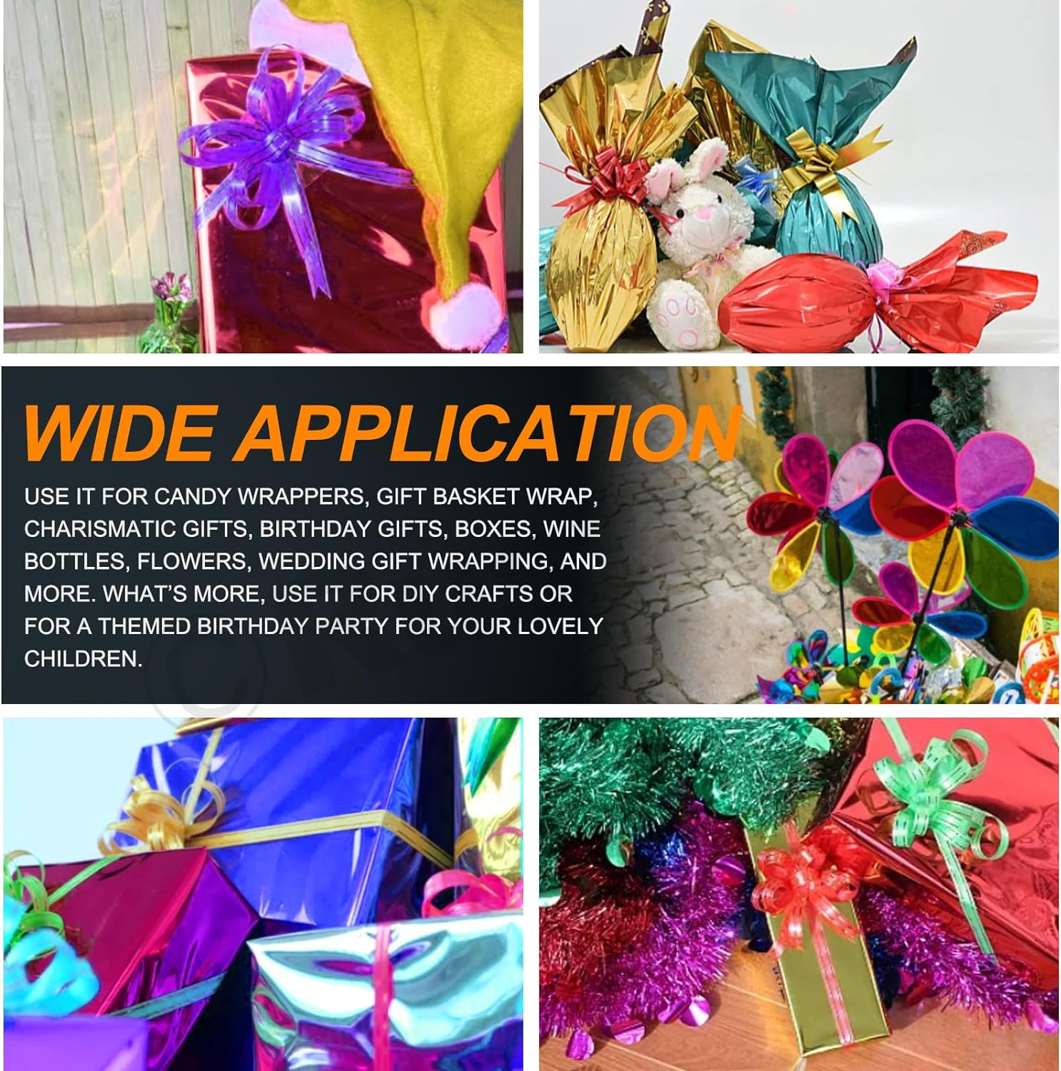 Rustark 1 Roll 40Cmx30M / 15.7Inx100Ft Black Cellophane Wrap Roll Thick Cellophane Transparent Cello Wrapping Paper Colored Cellophane Wrap for Gift Wrapping Craft Flower Bouquet Baskets Decoration image number 5
