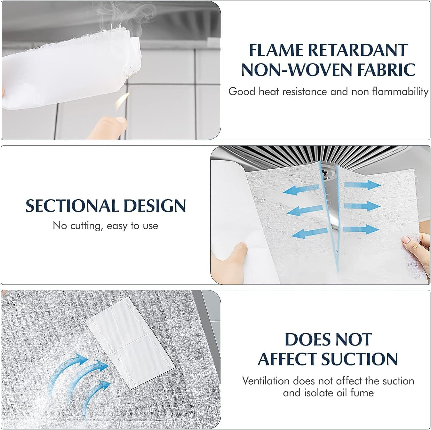 Range Hood Filters, Nonwoven Fabric Range Hood Replacement Filter with Adhesive Strips and Magnetic Block, anti Oil Filter Paper for Kitchen (2*Range Hood Filters 2*Adhesive Strips 16*Magnetic Blocks) image number 3