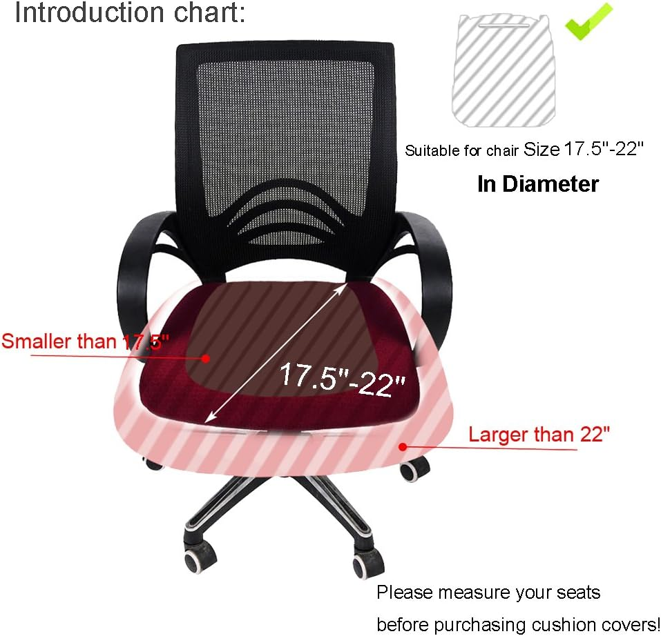 Smiry Stretch Jacquard Office Computer Chair Seat Covers, Removable Washable Anti-Dust Desk Chair Seat Cushion Protectors - Grey image number 5