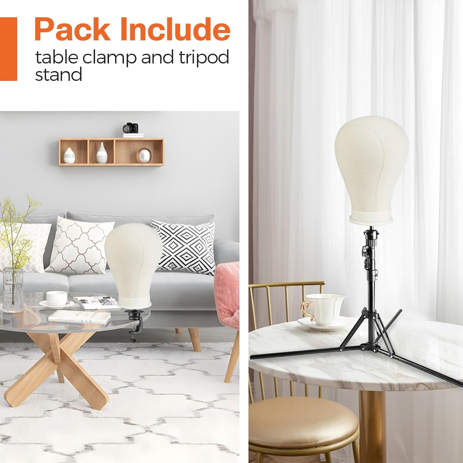 Neverland Beauty & Health 23 Inch Wig Stand Tripod with Head, Canvas Wig Head Stand with Mannequin Heads for Wigs, Manikin Set for Wigs Making Display