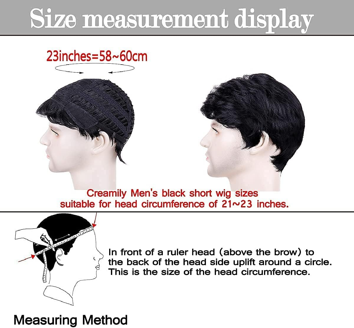 Creamily Men'S Black Short Wavy Synthetic Hair Wig for Men Costumes Cosplay Party Daily Wear Halloween Men'S Wig image number 5