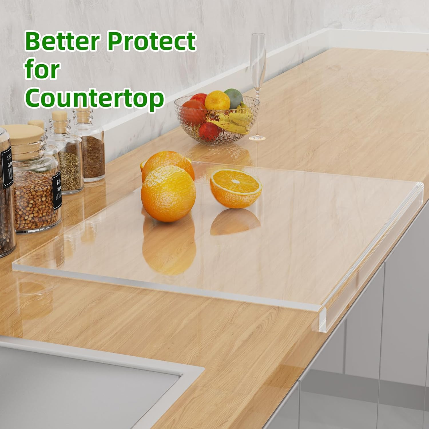 Acrylic Cutting Boards with Counter Lip, 17.7"X12.6" New Acrylic Anti-Slip Transparent Cutting Board,Fit for Bread,Meat,Veggies image number 6