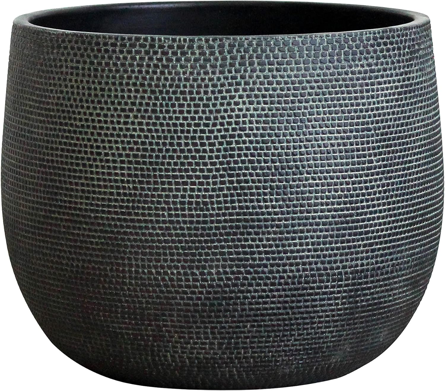 Olly & Rose Barcelona Ceramic Plant Pot Large 25Cm - Black Flower Pots - Plant Pots Indoor & Outdoor Planters
