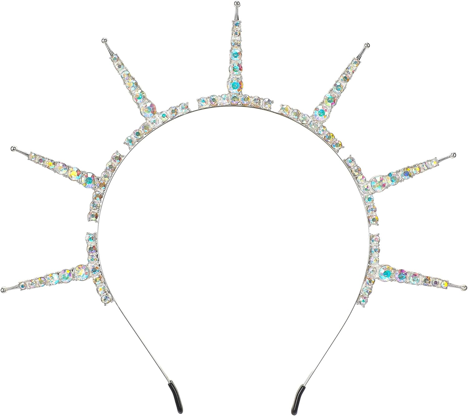 Partyforu Halo Crown Headband Rhinestone for Women, Sparkling Crystal Goddess Crown Headpiece for Wedding Photo Shoots, Crystal Halo Hair Band Tiara for Renfaire Cosplay image number 4