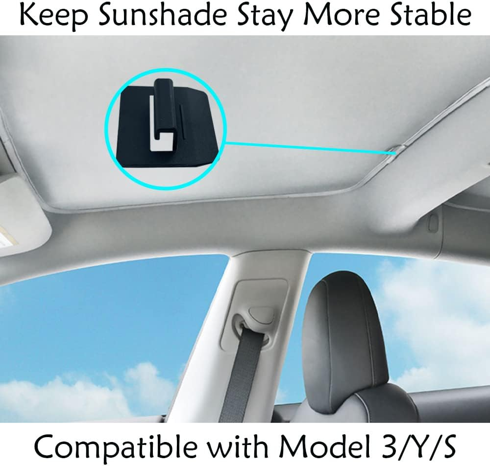 Oisinlas 16 PCS Sunshade Clips Roof Shade Clips for Sunroof Compatible with Tesla Model 3 Model Y Roof Sun Shade Heat Shield Installation Accessories(Black, Model 3) image number 4