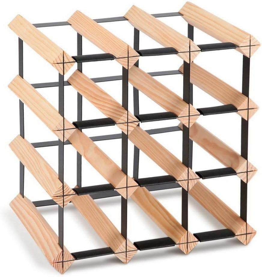 Artiss 4 Tier 12 Bottle Wine Rack, Wooden Timber Wines Bottles Storage Racks Holder Freestanding Display Organiser for Kitchen Cellar Bar, Stackable Modular Pine Wood 32 X 32 X 23.5Cm image number 6