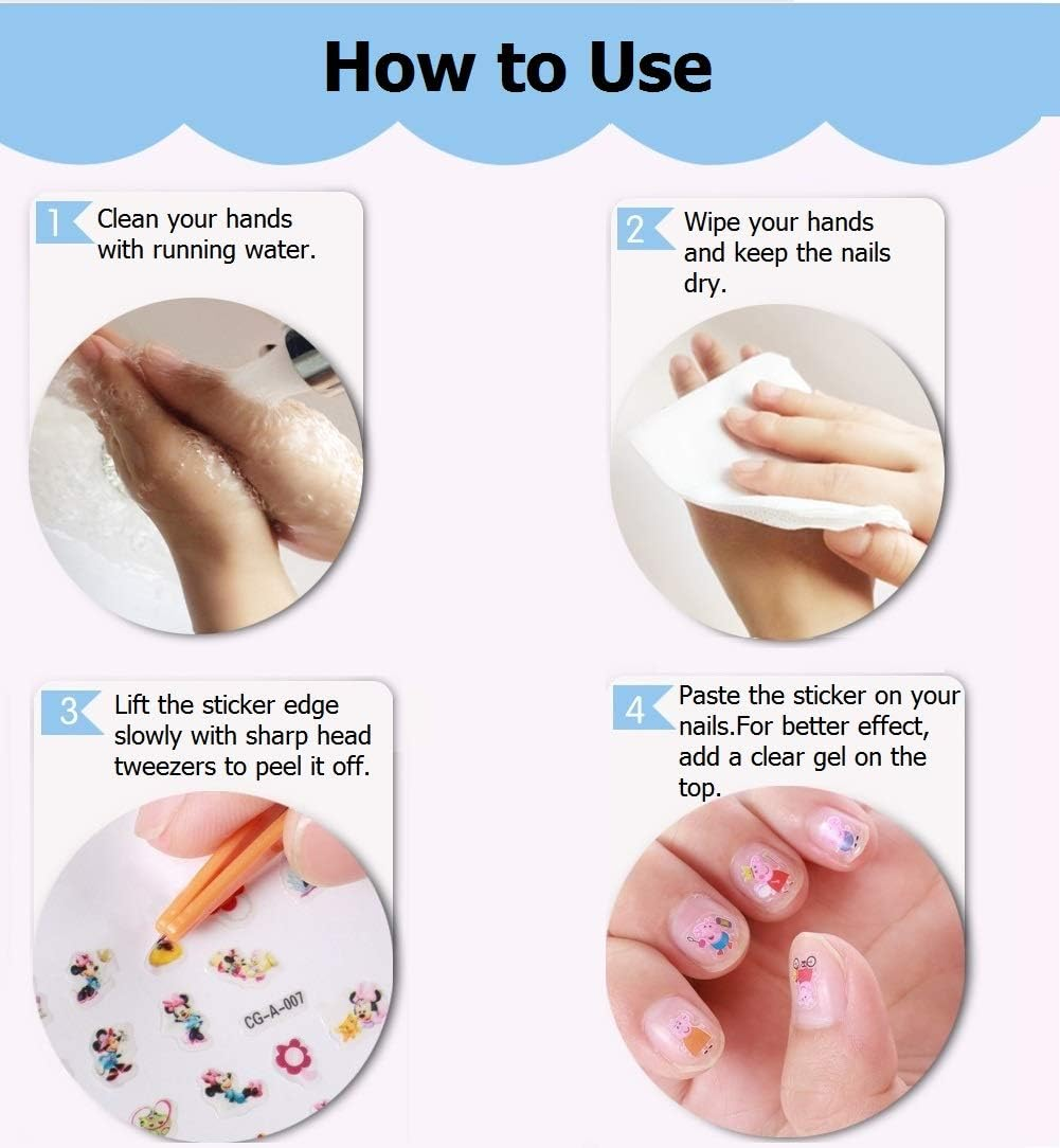 Fanoshon Unicorn 3D Nail Art Stickers Decals Self-Adhesive for Kids Little Girls, 270+ Cute Nail Tip Star Crown Princess Nail Manicure for Fingernails Toenails Birthday Party Supplies Gift Favors image number 6