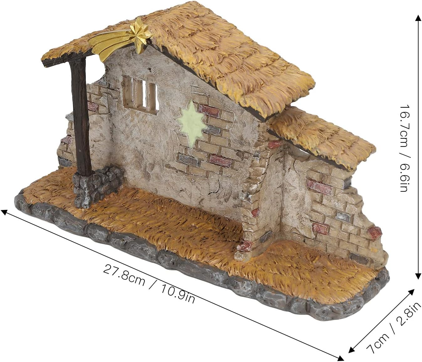 Christmas Manger Shed Statue, Resin Material Odorless Nativity Scene Exquisite Workmanship Durable for Holiday image number 3