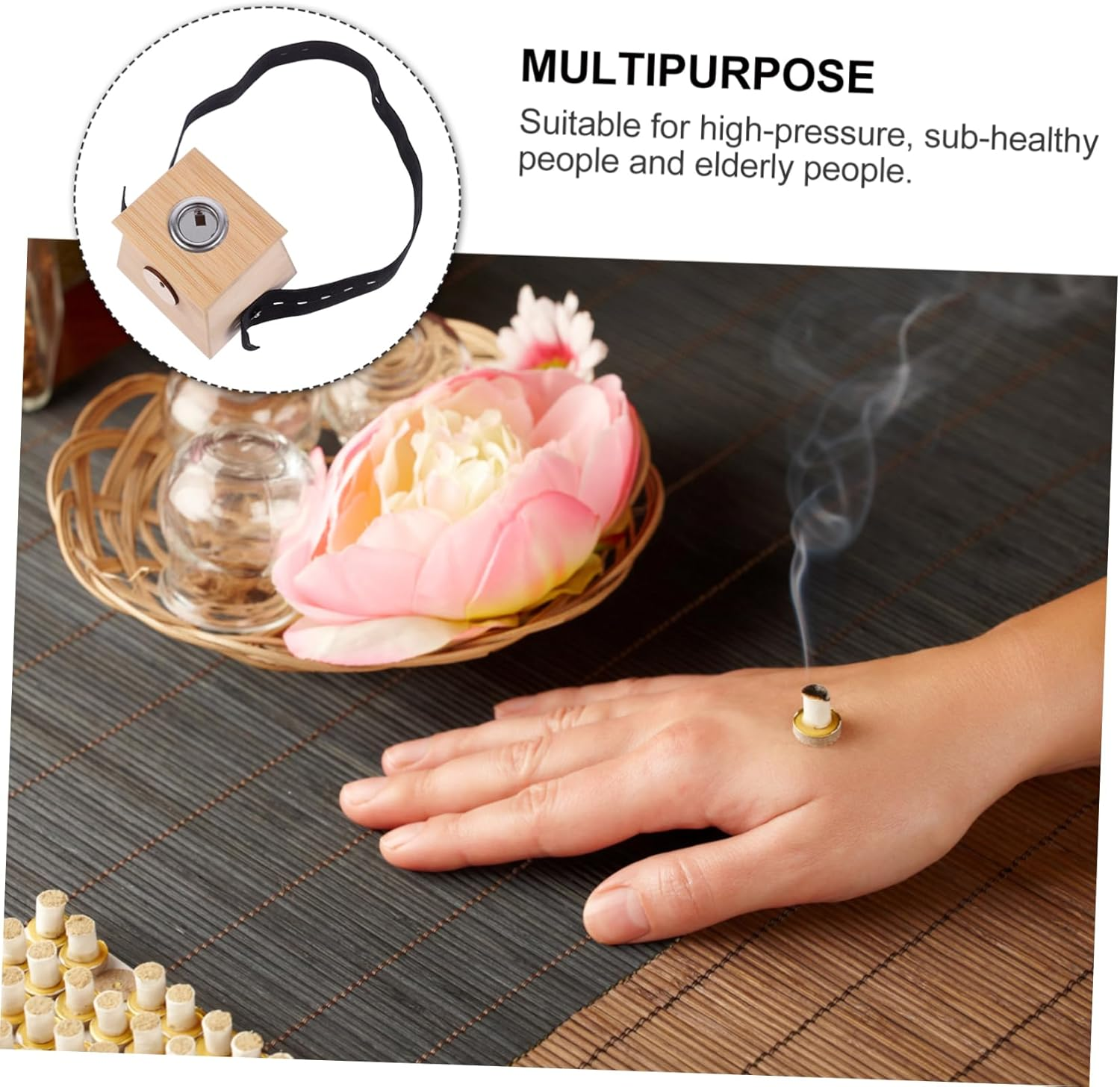 Anneome Bamboo Moxibustion Box Thickened Single-Hole Moxa Therapy Device Household Temperature-Controlled Heat Insulation Tool for Home Moxibustion image number 5