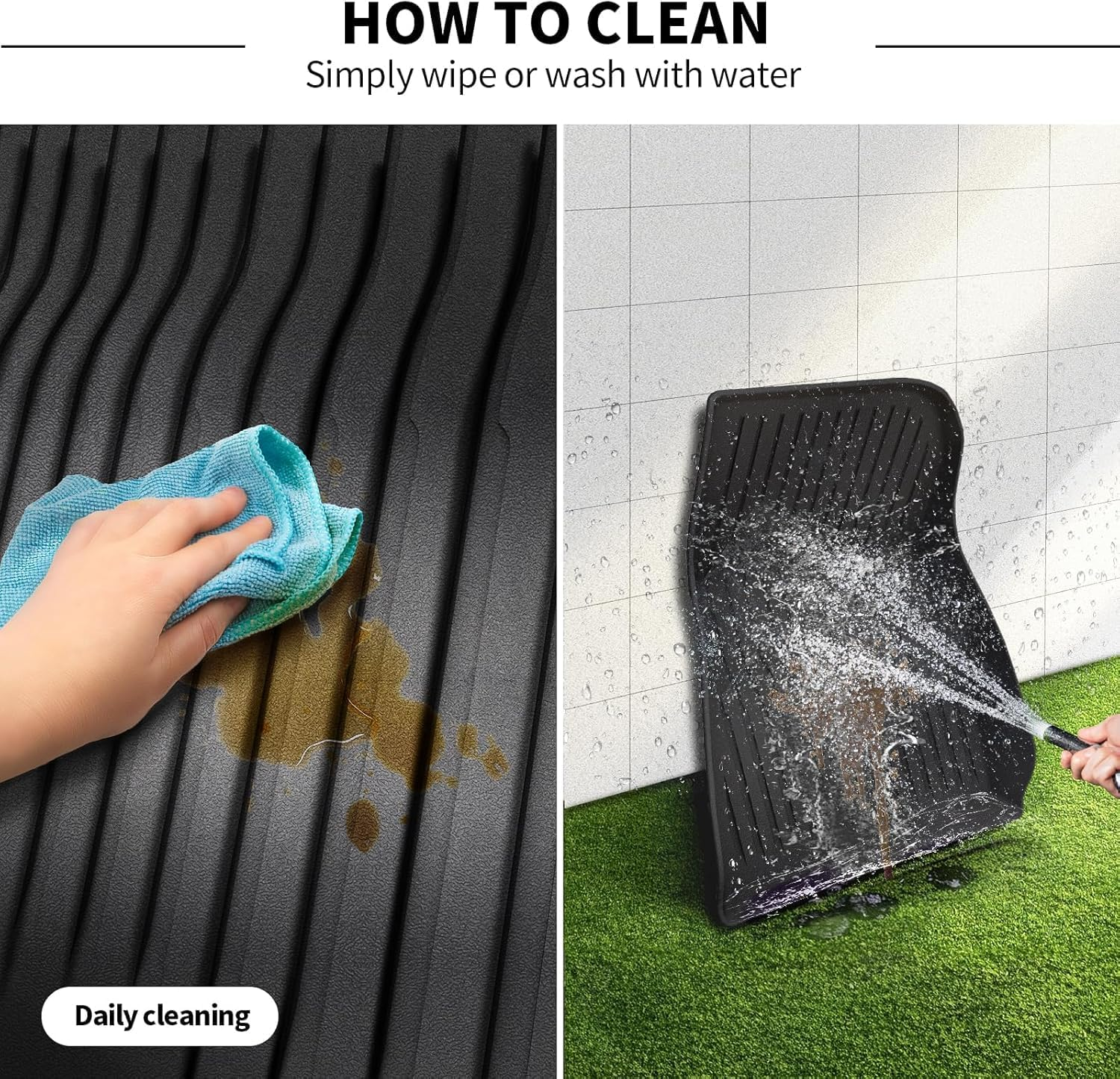 VINBY Floor Mats for Model Y 2020-2024 Custom Fit All Weather TPE Automotive Interior Cargo Liners Trunk Accessories (5-Seat) 6 Pcs Set image number 3