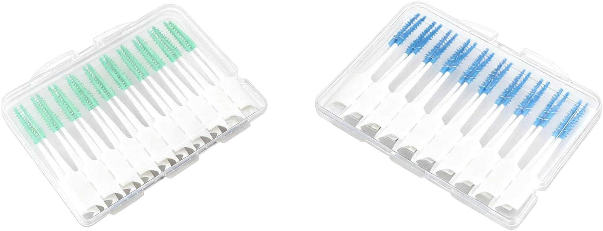 300Pcs Interdental Brush, Spiral Brush Interdental Brushes, Toothpicks，Cleaning and Flossing Tool Sets, Effective Oral Care (Blue + Green)