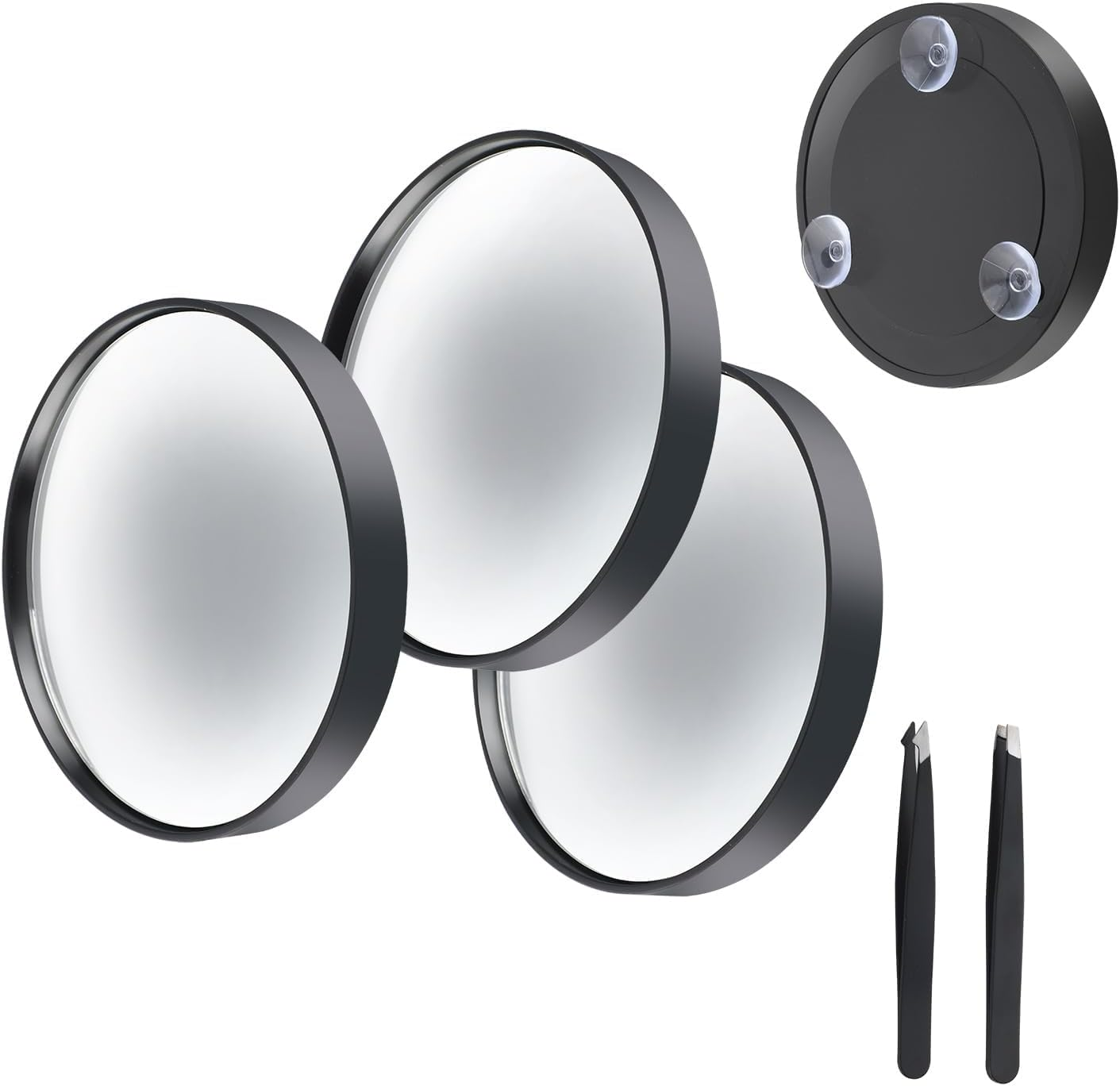 Magnifying Mirror Set, 20X&30X&40X Suction Cup Makeup Mirror, 2 Tweezers. 4.5 Inch Compact Mirror for Travel, Bathroom, Home, Gifts for Women image number 1