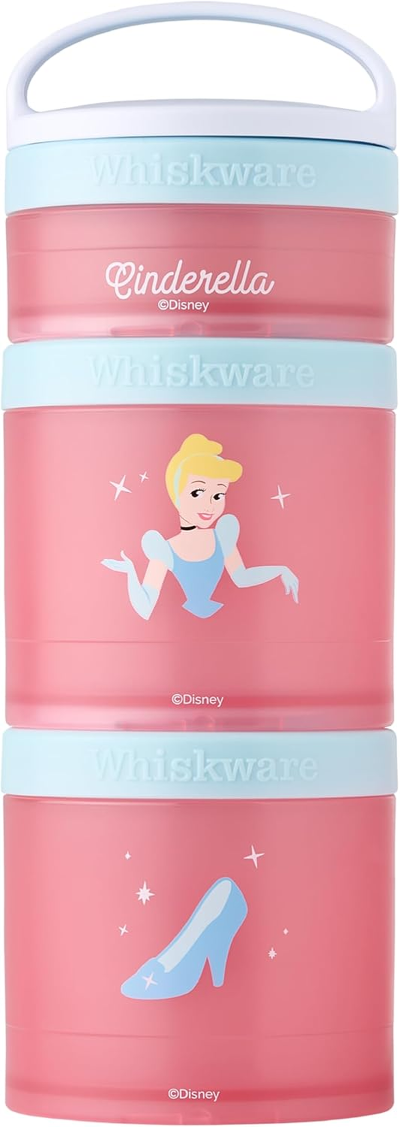 Whiskware Disney Princess Cinderella, Stackable Snack Containers for Babies, Kids, and Toddlers, 3 Stackable Snack Cups for School or Travel, Backpack and Cupholder Friendly, Glass Slipper image number 2