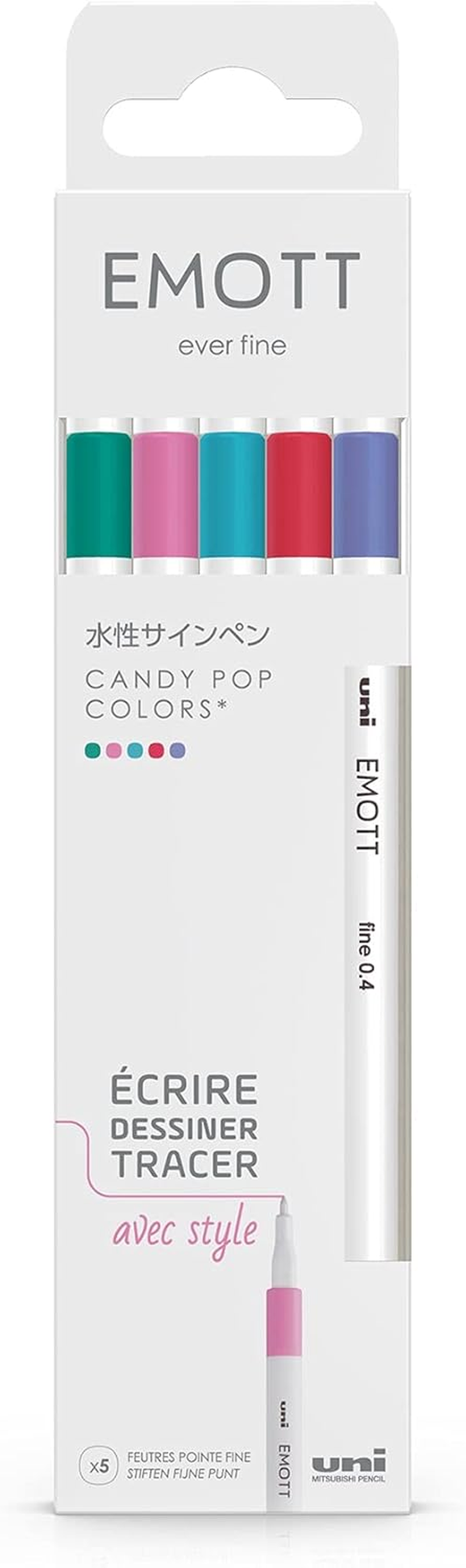 Uni-Ball Emott Uni Mitsubishi Pencil - Pencil Case with 40 Felt Tip Pens - for Writing, Drawing and Drawing in Style - Fine Tip 0.4 Mm - 40 Colours CF PEMSY/40 001 Multicoloured image number 4